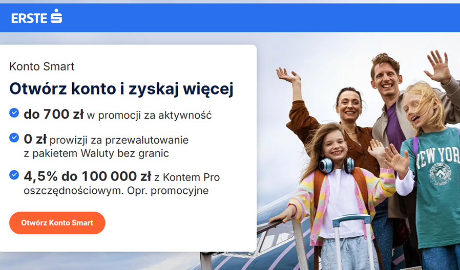 💰 Zgarnij do 700 zł premii z Kontem Smart w Erste Banku!